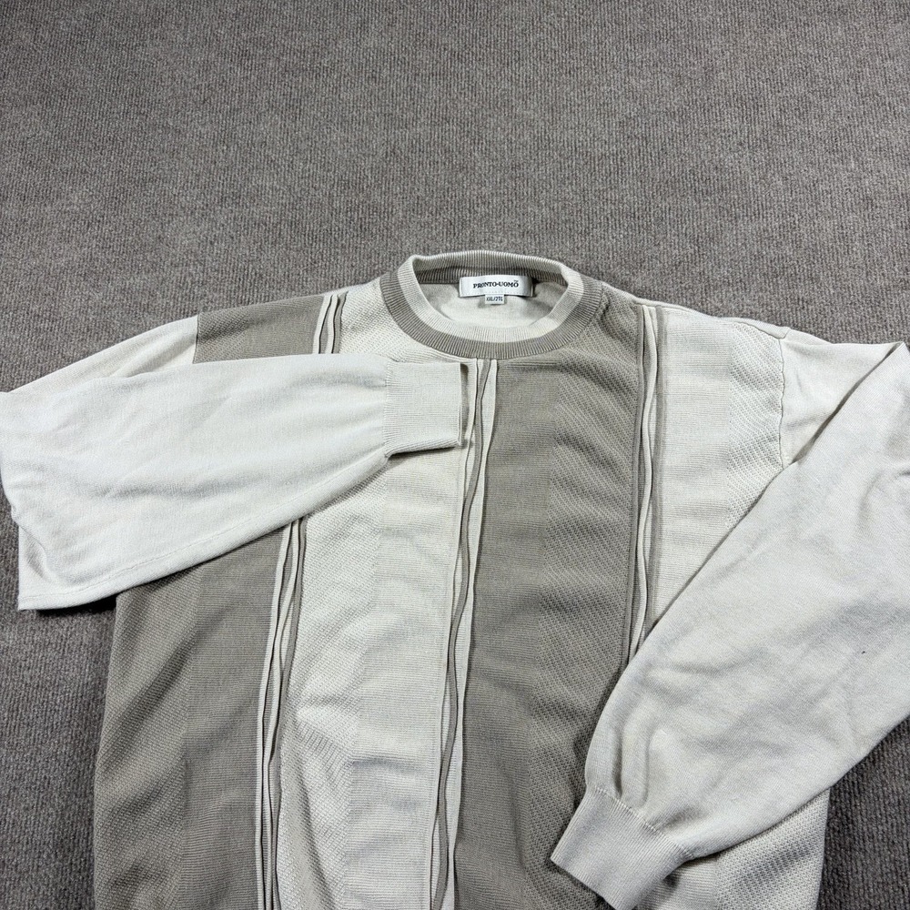 Pronto Uomo Mens 70%Silk Sweater XXLBeige  Pullover Lightweight Long Sleeve Crew